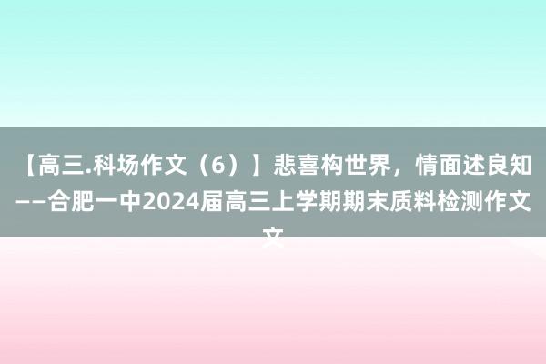 【高三.科场作文（6）】悲喜构世界，情面述良知——合肥一中2024届高三上学期期末质料检测作文