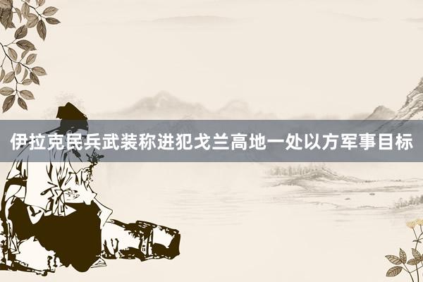 伊拉克民兵武装称进犯戈兰高地一处以方军事目标