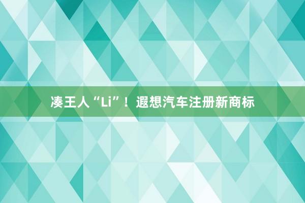 凑王人“Li”！遐想汽车注册新商标